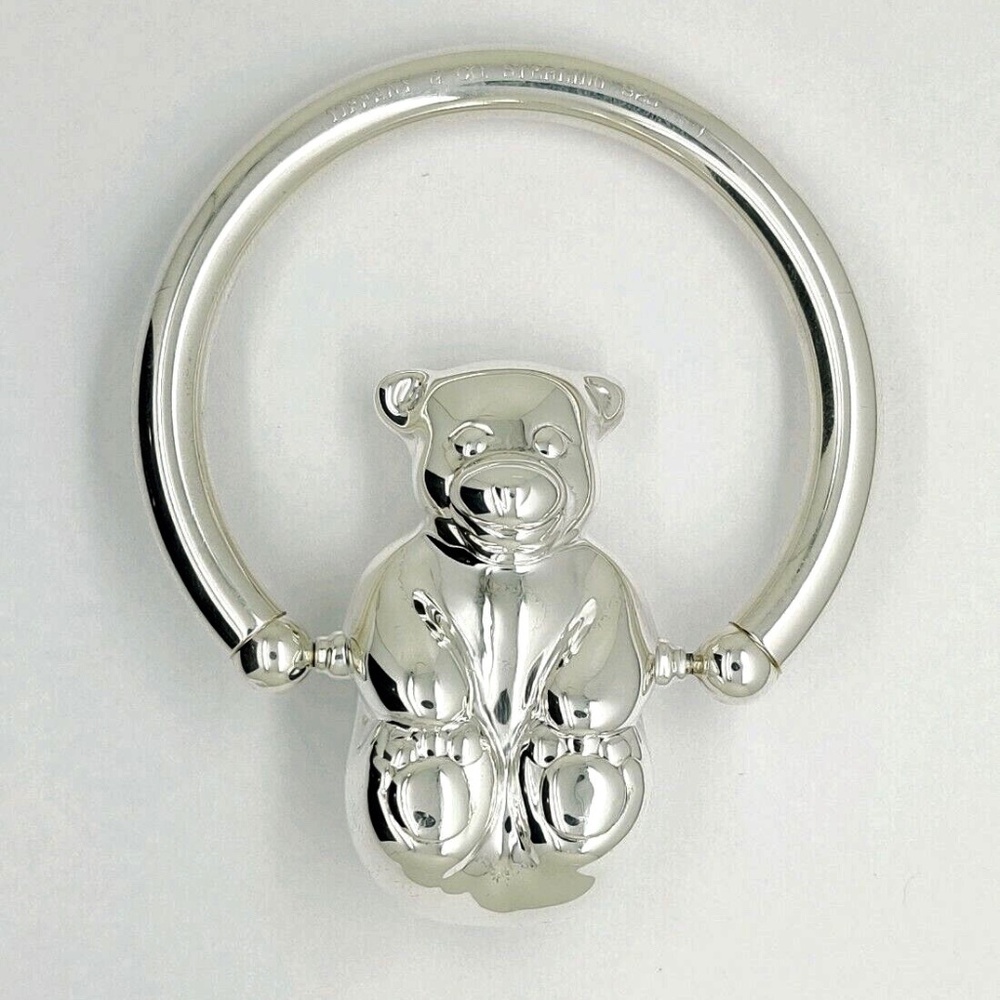 Tiffany & Co. Sterling Silver Tumbling Bear Spinner Baby Rattle